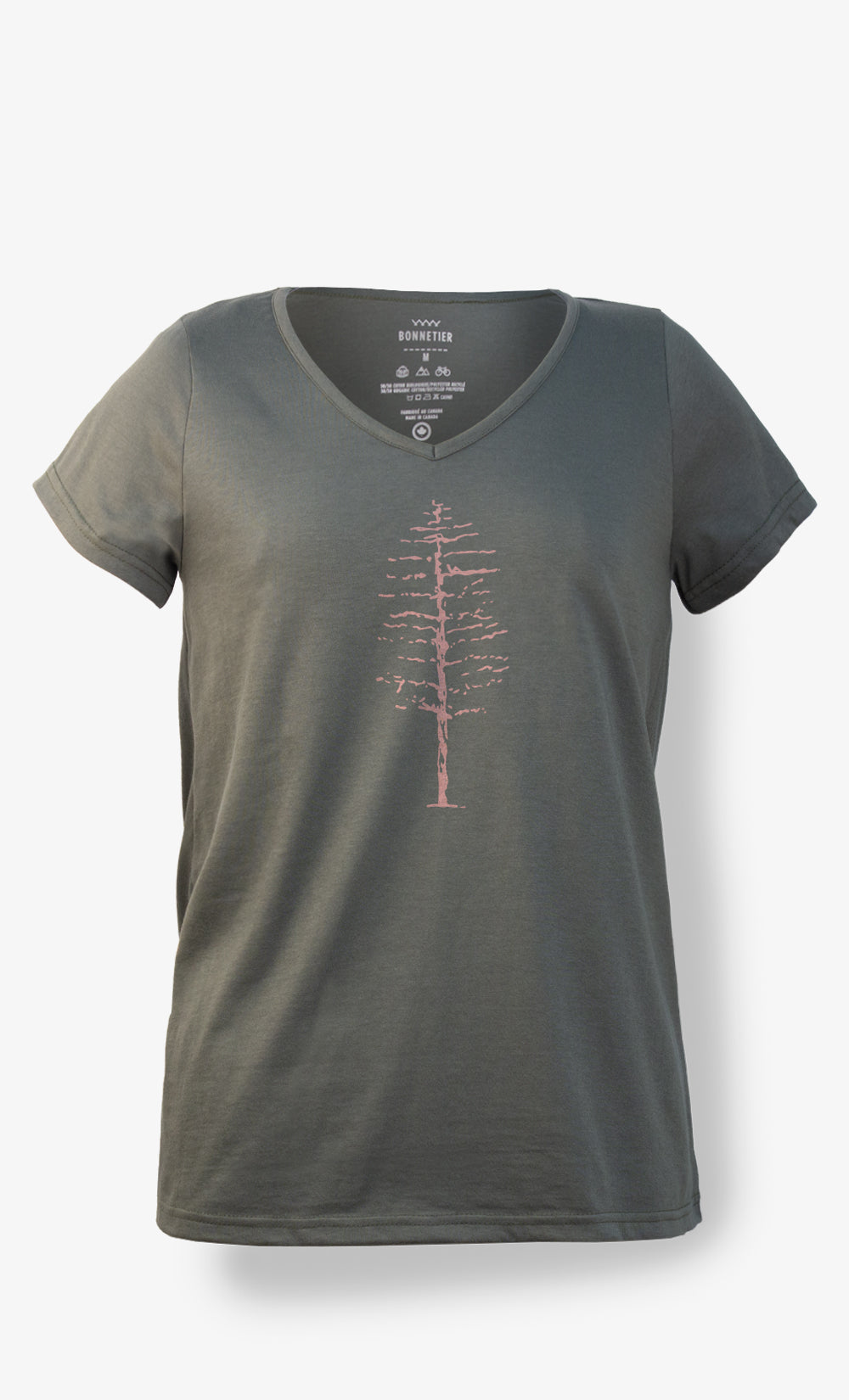 T-shirt col V femme couleur sauce imprimé Shacky Tree