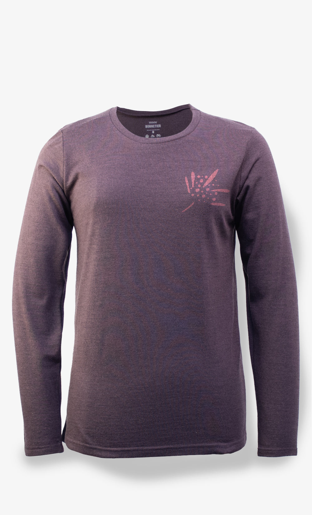 Long sleeve Merino Flannel Heather Aubergine - Winter Flower