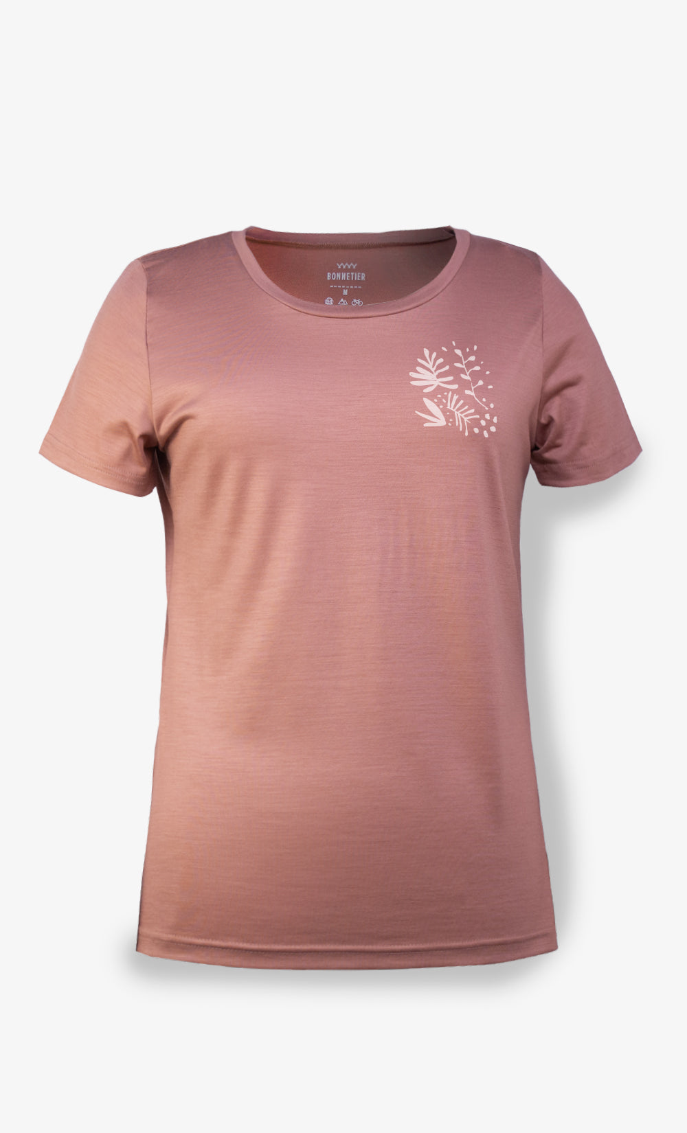 T-Shirt Mérinos Femme Saumon Ultra Léger - Petites fleurs