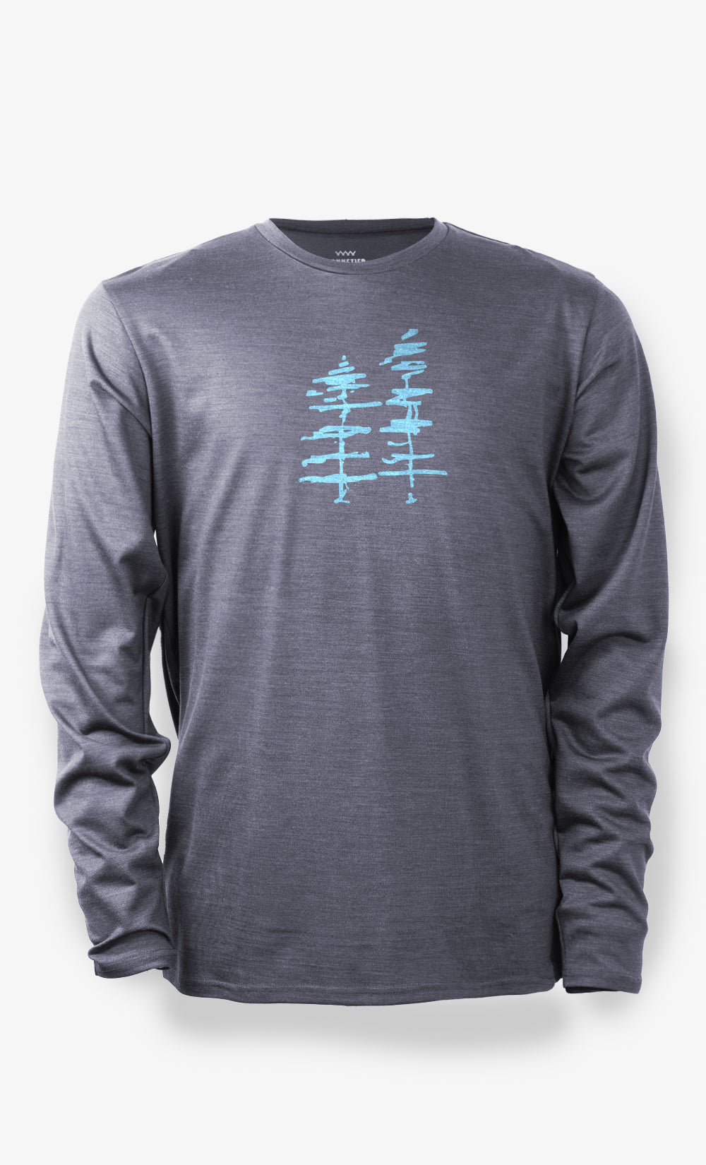 Men's Merino Long Sleeve Techcrew Gray - Skinny Tree