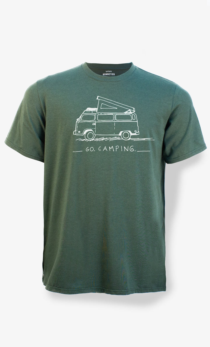 T-shirt homme vert avec imprimé VAN, fabriqué au Canada, BONNETIER