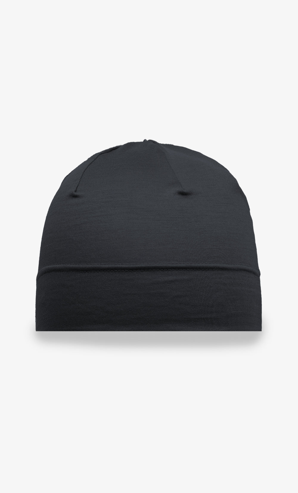 Beanie noir en laine mérinos extensible, coupe ajustée et fabrication canadienne.